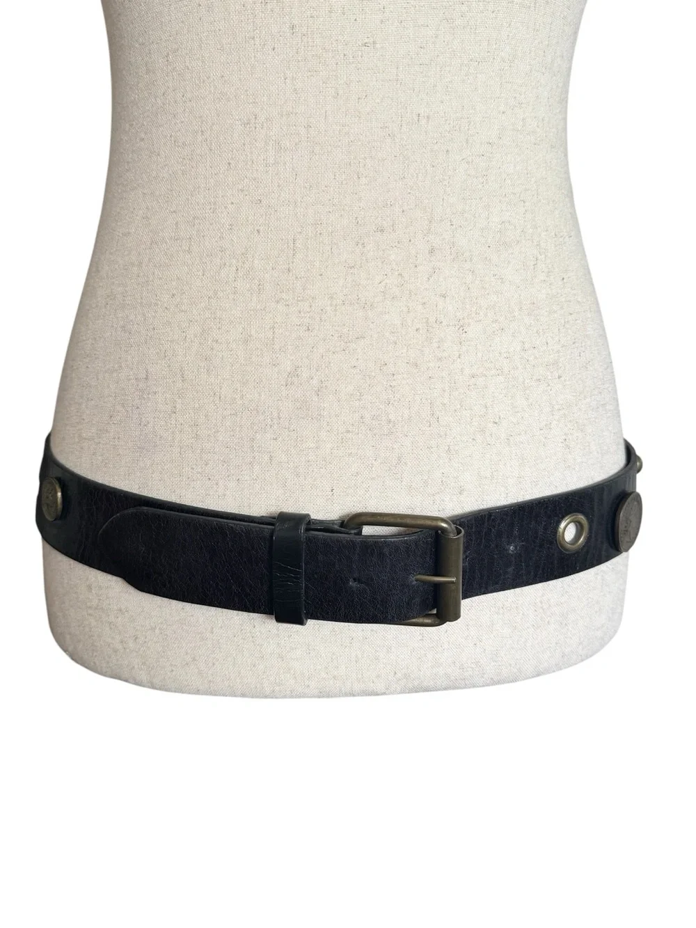 Sangiorgio Italian Black Leather Coin Studded Belt